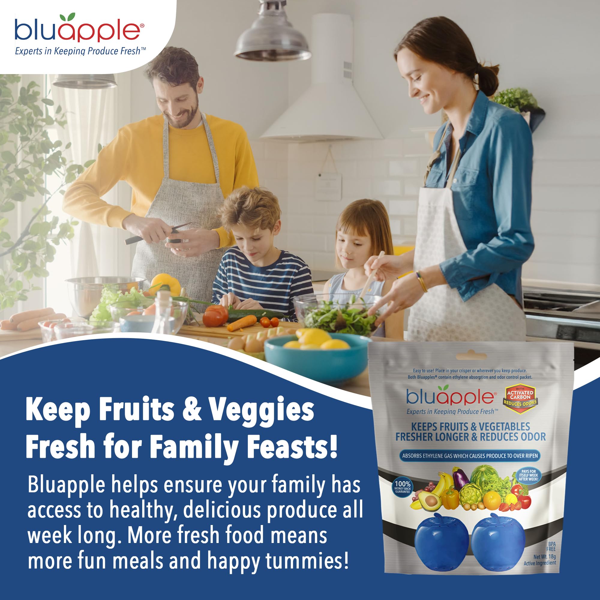 BluApple fresh fruits and vegetables retain taste and nutrients.