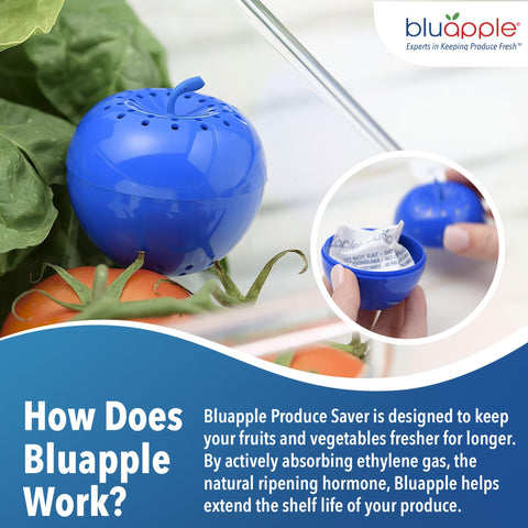 Bluapple inside crisper drawer keeps fruits and vegetables crisper longer.