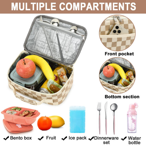 Bluboon insulated lunch bag interior features aluminum lining to keep contents cool.