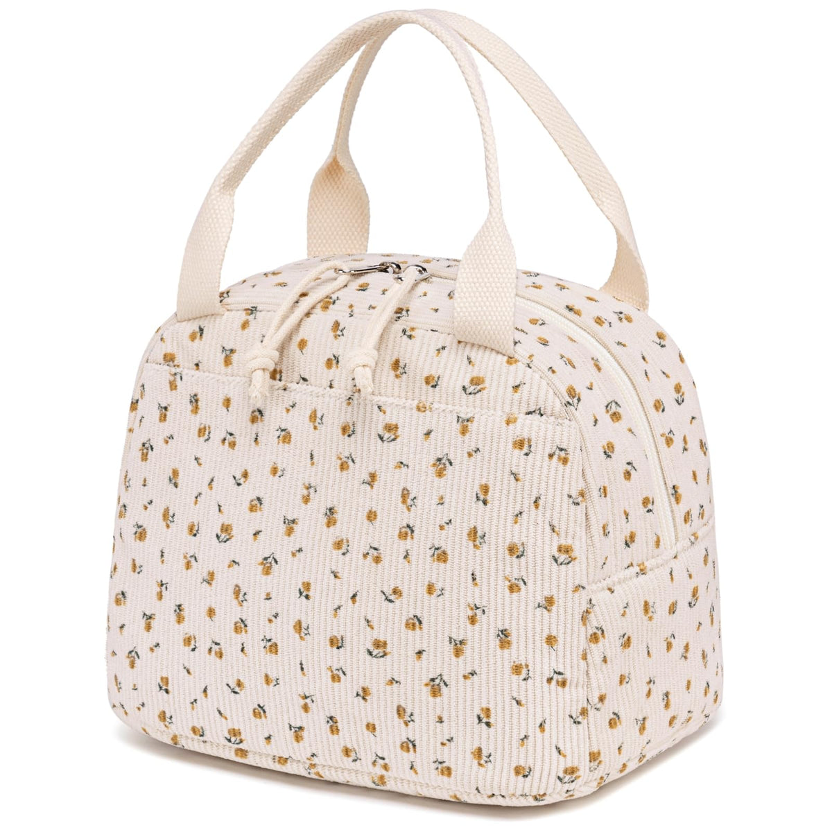 Bluboon lunch bag with corduroy exterior for stylish daily meals.
