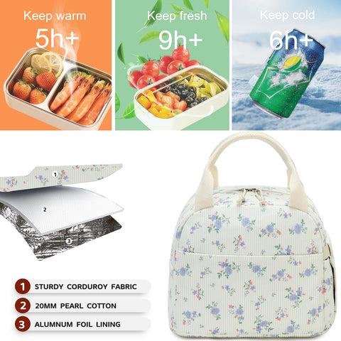 Bluboon lunch bag with padded handle for comfortable daily transport.
