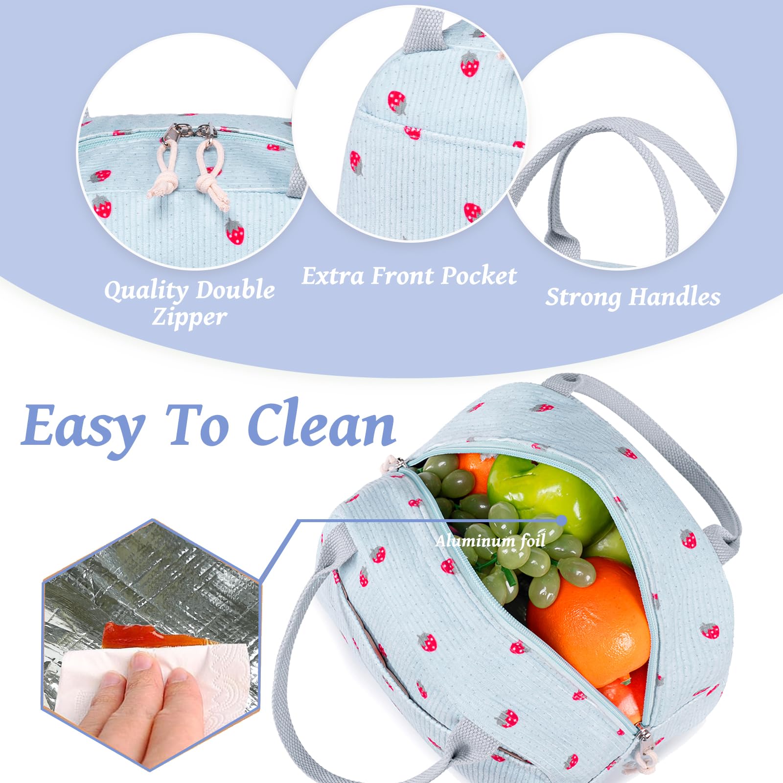 Bluboon lunch bag insulated interior keeps meals fresh during busy days.
