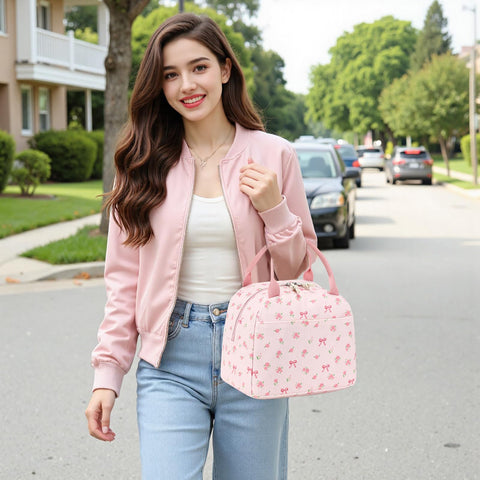 Bluboon padded handle lunch bag easy to carry anywhere.