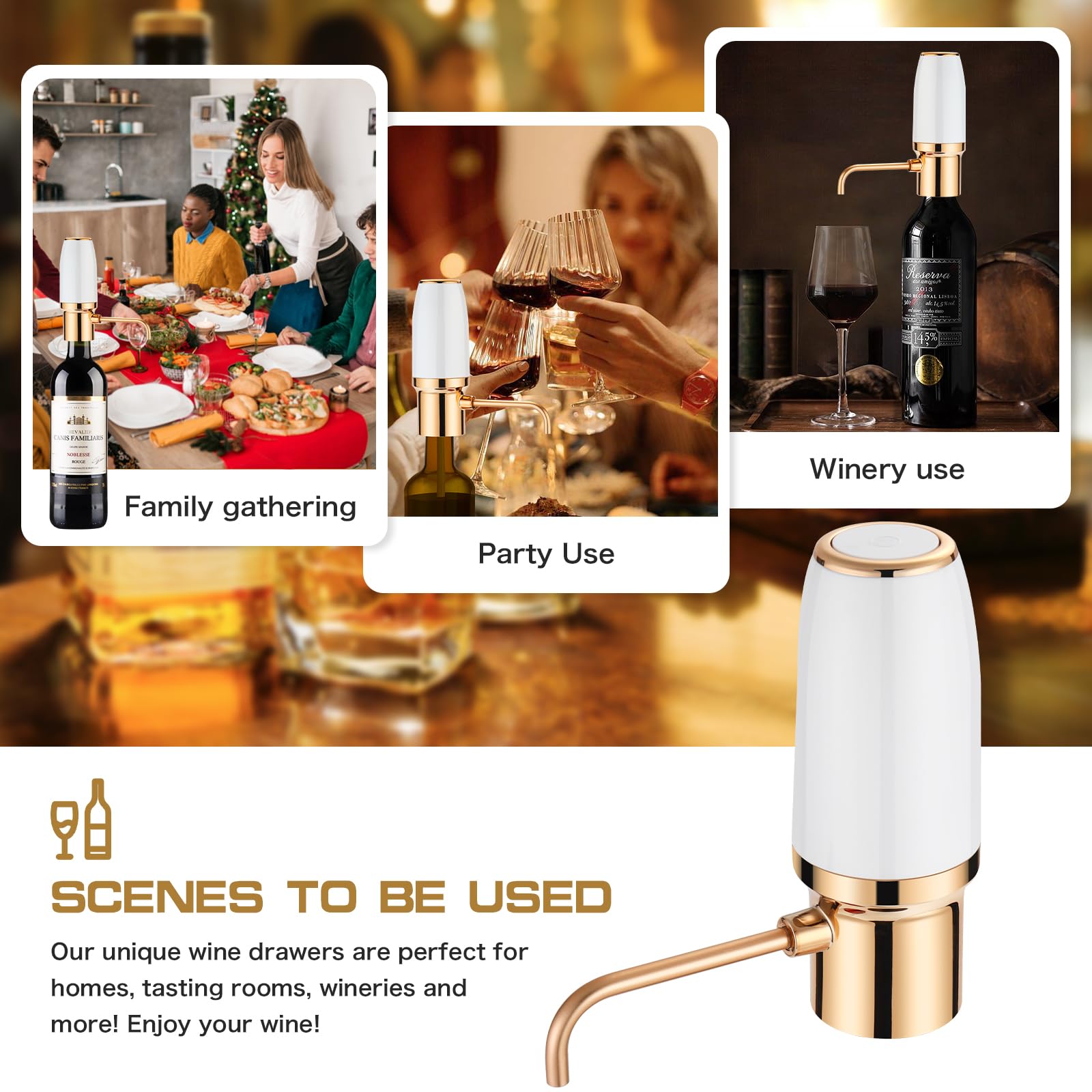 BLUBYEES electric wine aerator pourer automatic oxygen pump delivering consistent aeration