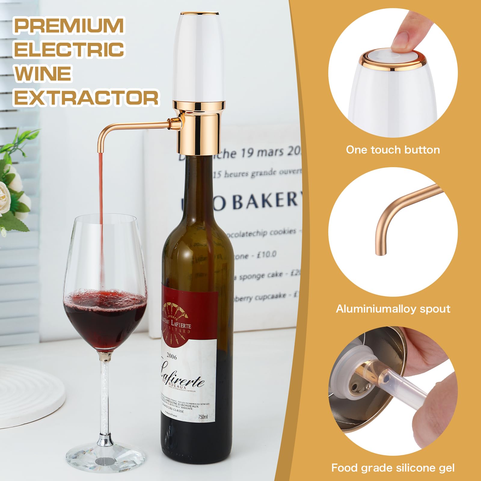 BLUBYEES electric wine aerator pourer drip-free spout minimizes spills