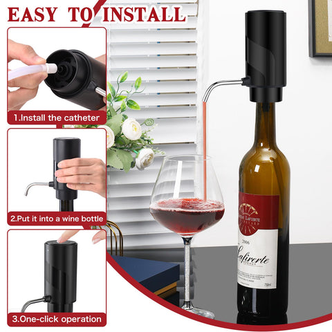 BLUBYEES electric wine aerator bottle setup enables effortless attachment to most bottles.