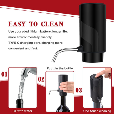 BLUBYEES electric wine aerator charging shows long battery life for many pours.