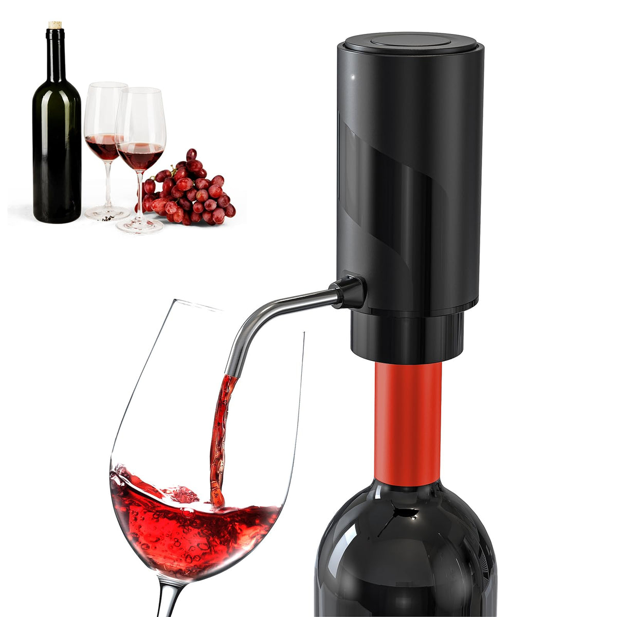 BLUBYEES electric wine aerator pour demonstrates rapid aeration for richer aromas in every glass.