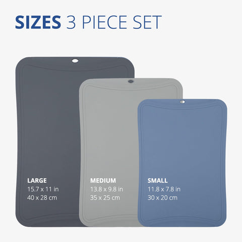 Blue Ginkgo TPU cutting mats medium, suited for fruits and meats preparation.