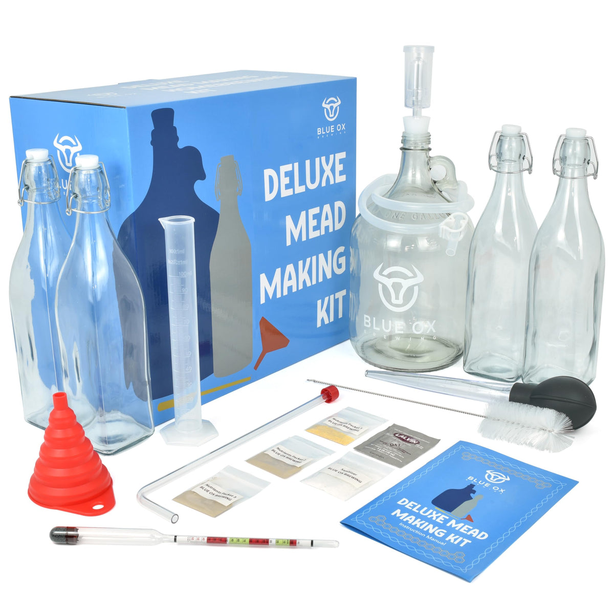 Blue Ox Deluxe Mead Kit with hydrometer for precise gravity testing during fermentation