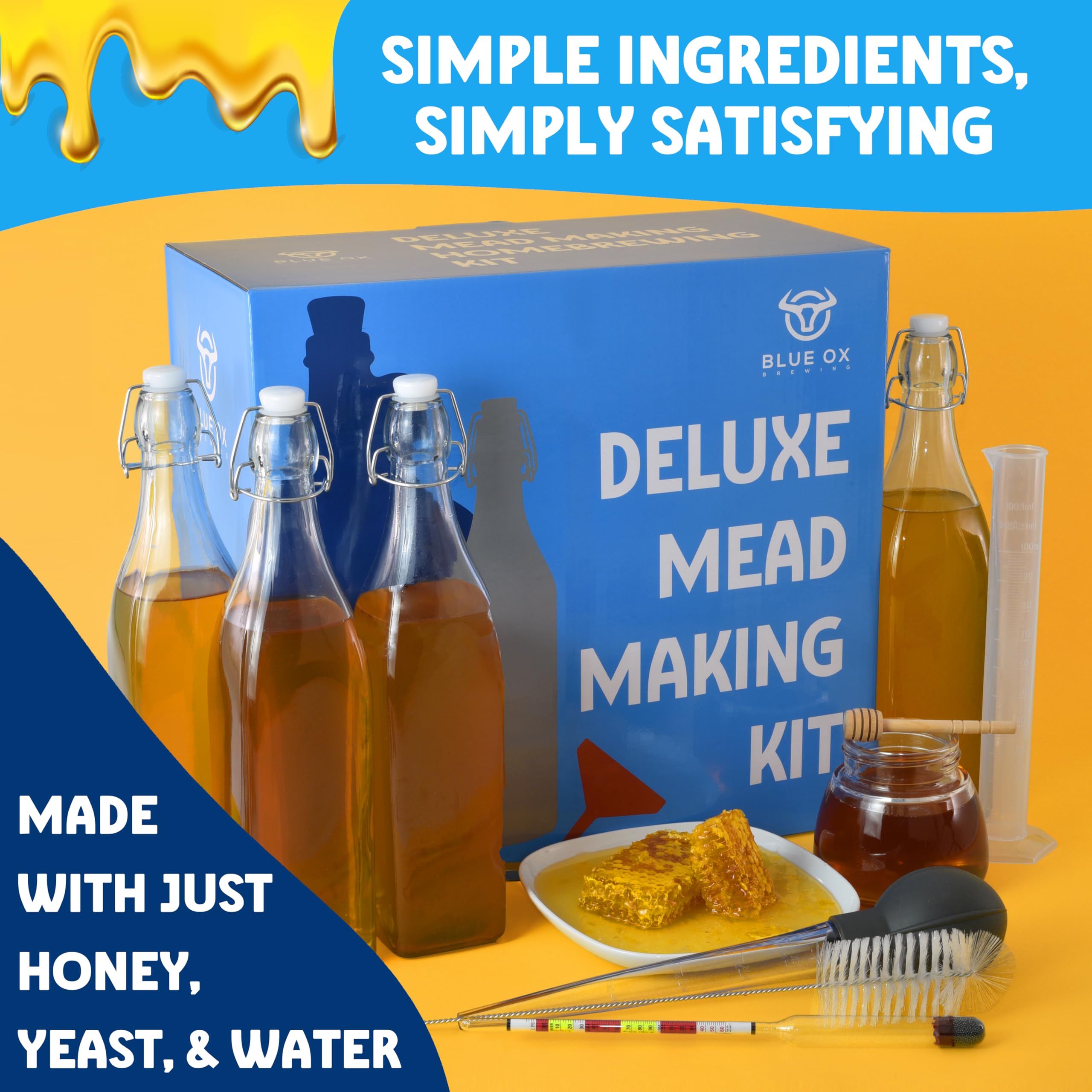 Blue Ox Deluxe Mead Kit includes everything to start a gallon batch