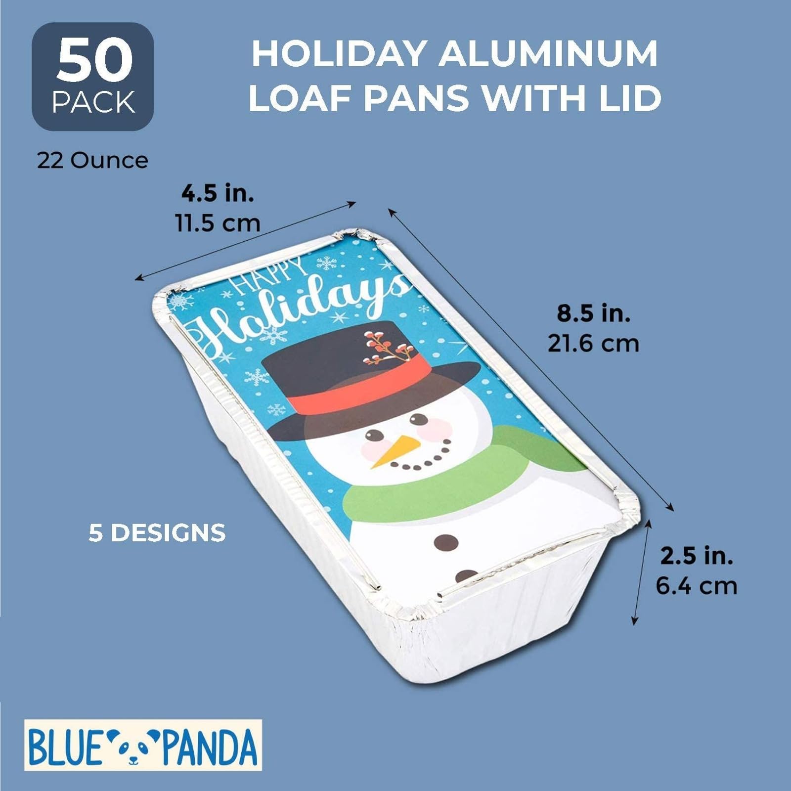 Blue Panda Christmas design foil pan in oven for even heating.