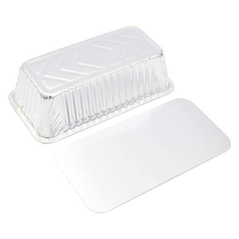 Blue Panda 50-pack foil pans stacked, ready for bulk holiday baking.