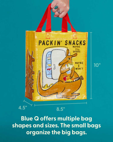 Blue Q Packin' Snacks Handy Tote side handle for easy carrying at school or work