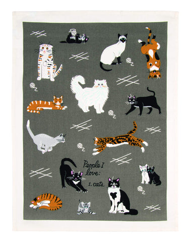 Blue Q cats towel features vibrant print, perfect for drying dishes and adding humor.