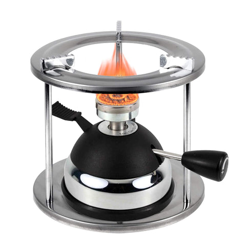 BlueFire mini burner in action with piezo ignition for quick starts