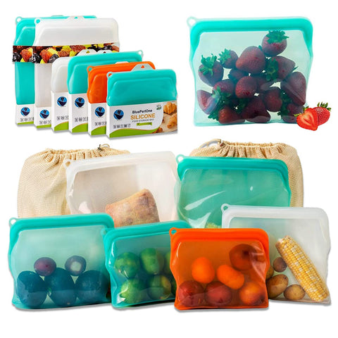 BluePerlOne half-gallon silicone bag for bulk storage and meal prep.