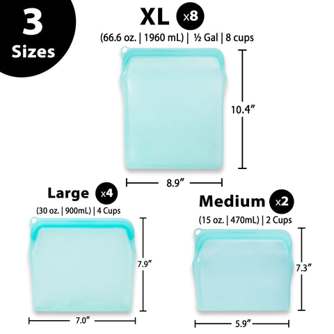 BluePerlOne large silicone bag ideal for leftovers and snacks.
