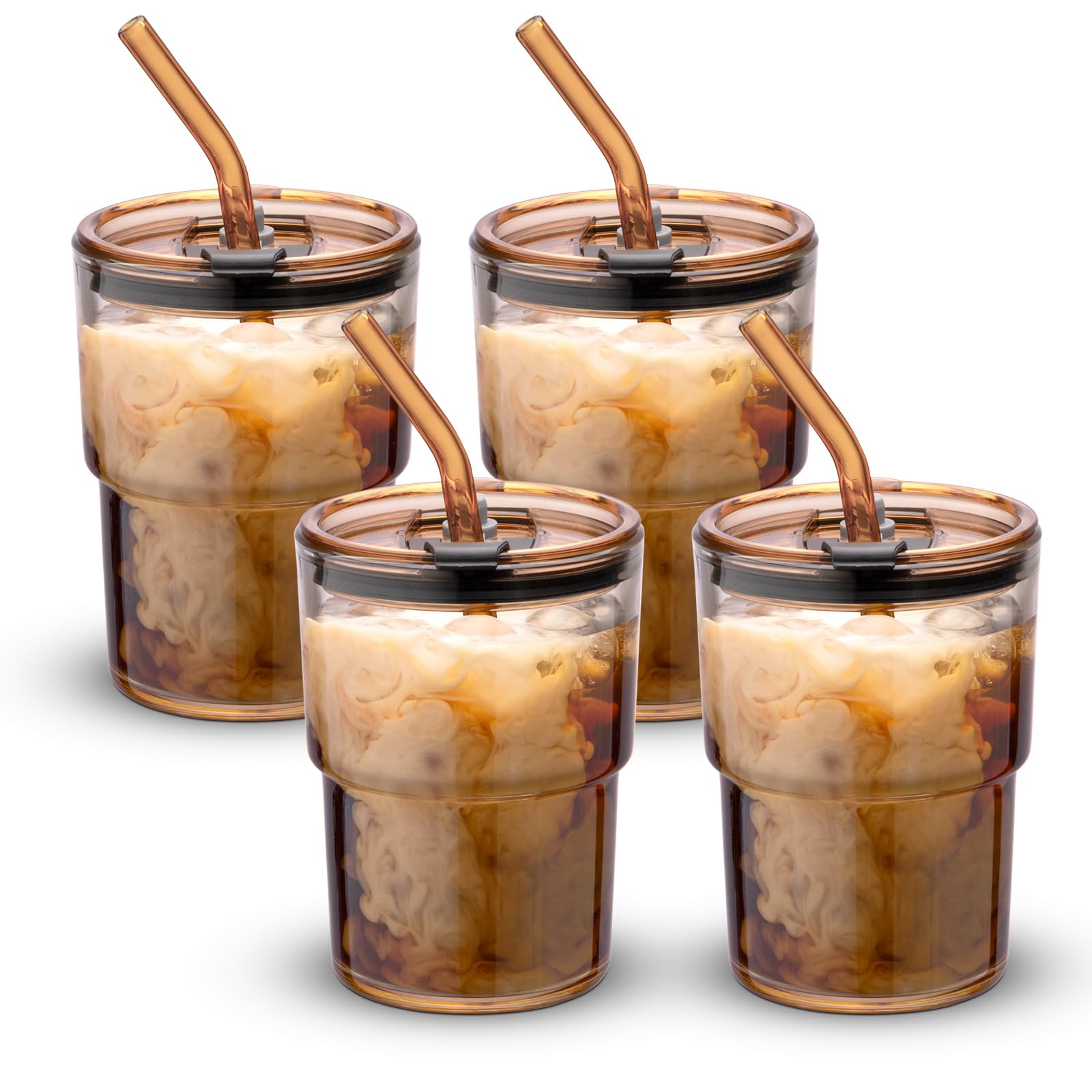 BLUEPOLAR amber 13 oz tumbler with straw and lid for cold or hot beverages