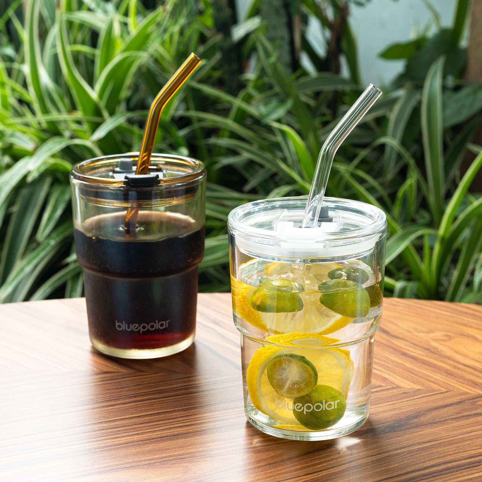 BLUEPOLAR thick-wall glass tumbler showing durability and clear body.