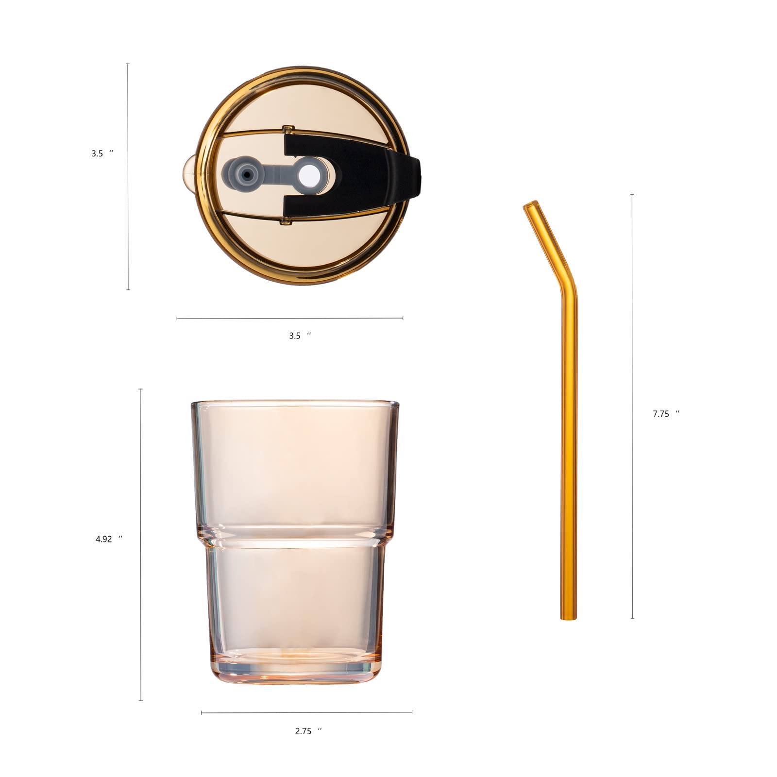 BLUEPOLAR amber glass tumbler close-up shows thick walls for durability.