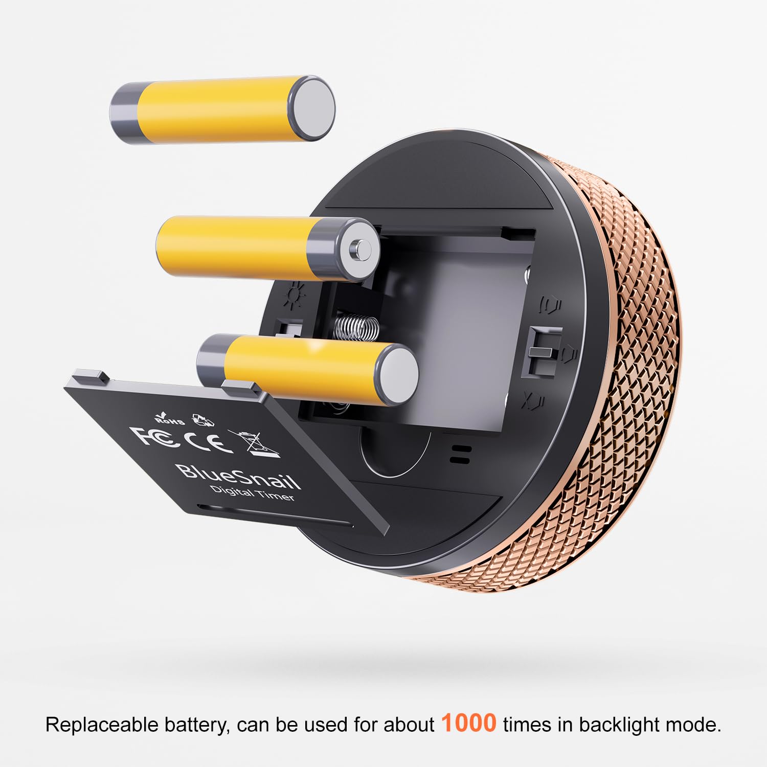 Blue Snail timer magnetic back attaches to metal surfaces for hands-free use