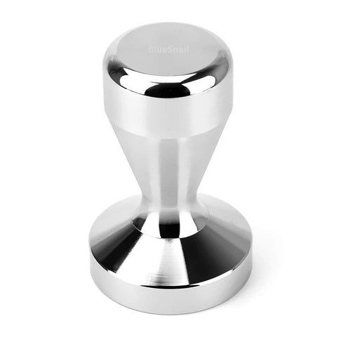 BlueSnail stainless steel tamper exterior showcases robust build for long-lasting espresso tamping.