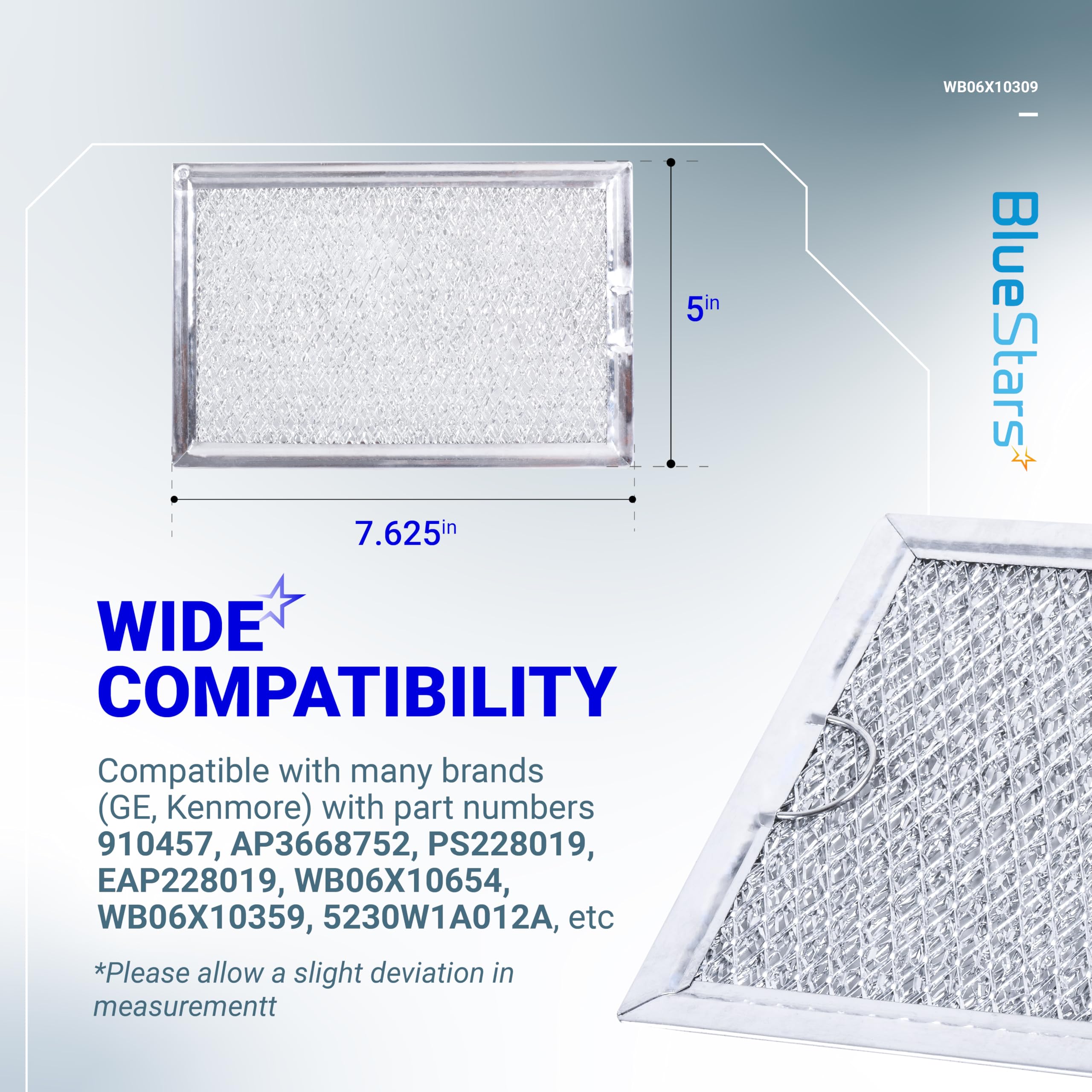 BlueStars WB06X10309 grease filter side view shows easy installation