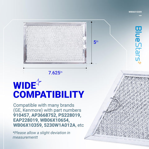 BlueStars WB06X10309 grease filter side view shows easy installation