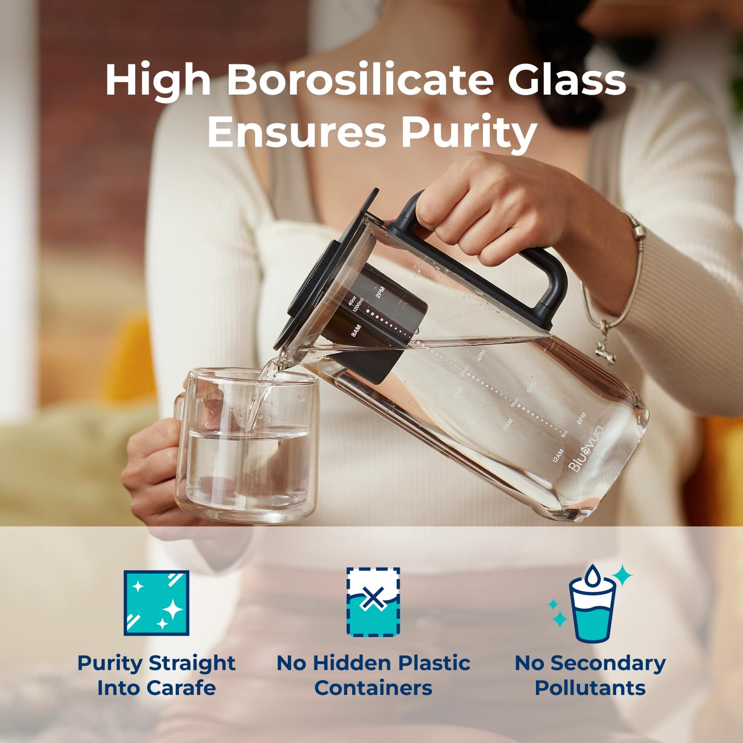 Bluevua RO100ROPOT-Lite carafe filter and spout for convenient use.