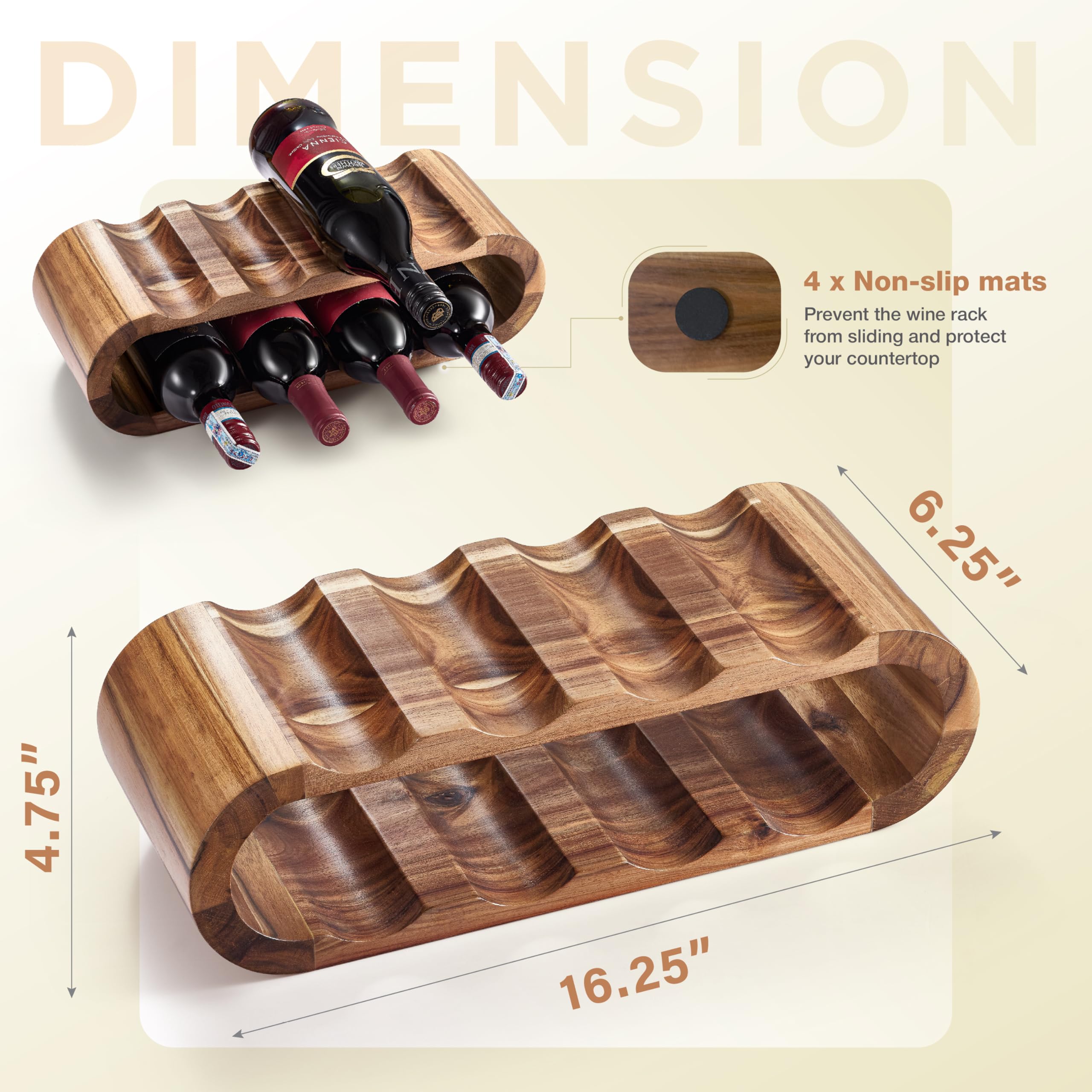 BLUEWEST acacia wood two-tier design showcases bottles in style.