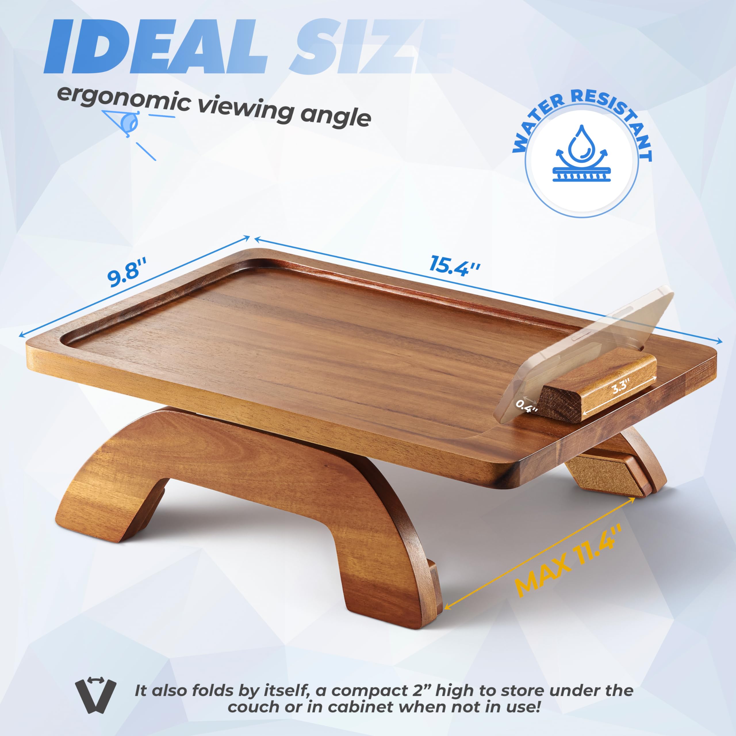 BLUEWEST arm tray with 360° rotating phone holder for easy viewing.