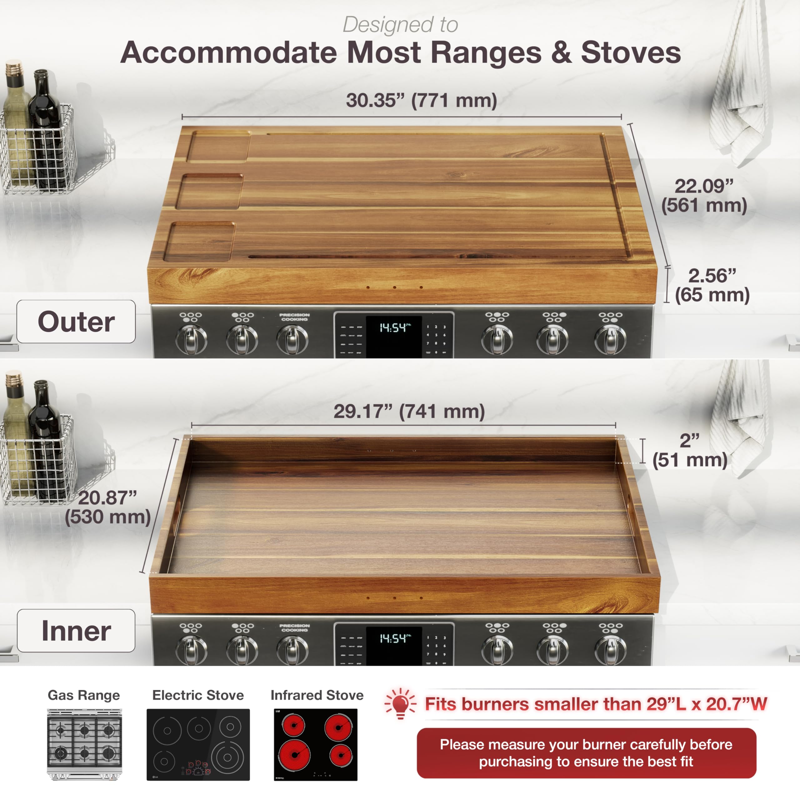 BLUEWEST Noodle Board serving tray with sturdy handles makes moving meals effortless.