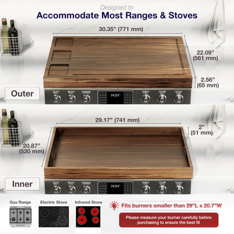 BLUEWEST noodle board stove cover with handles for easy transport of dishes
