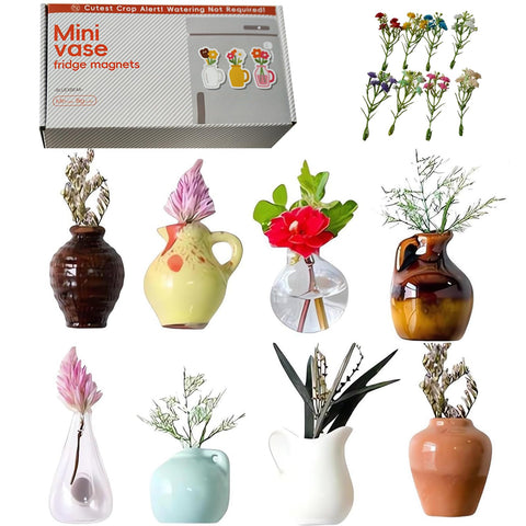 Bluexbear mini vase magnet on fridge with vivid ceramic detail.