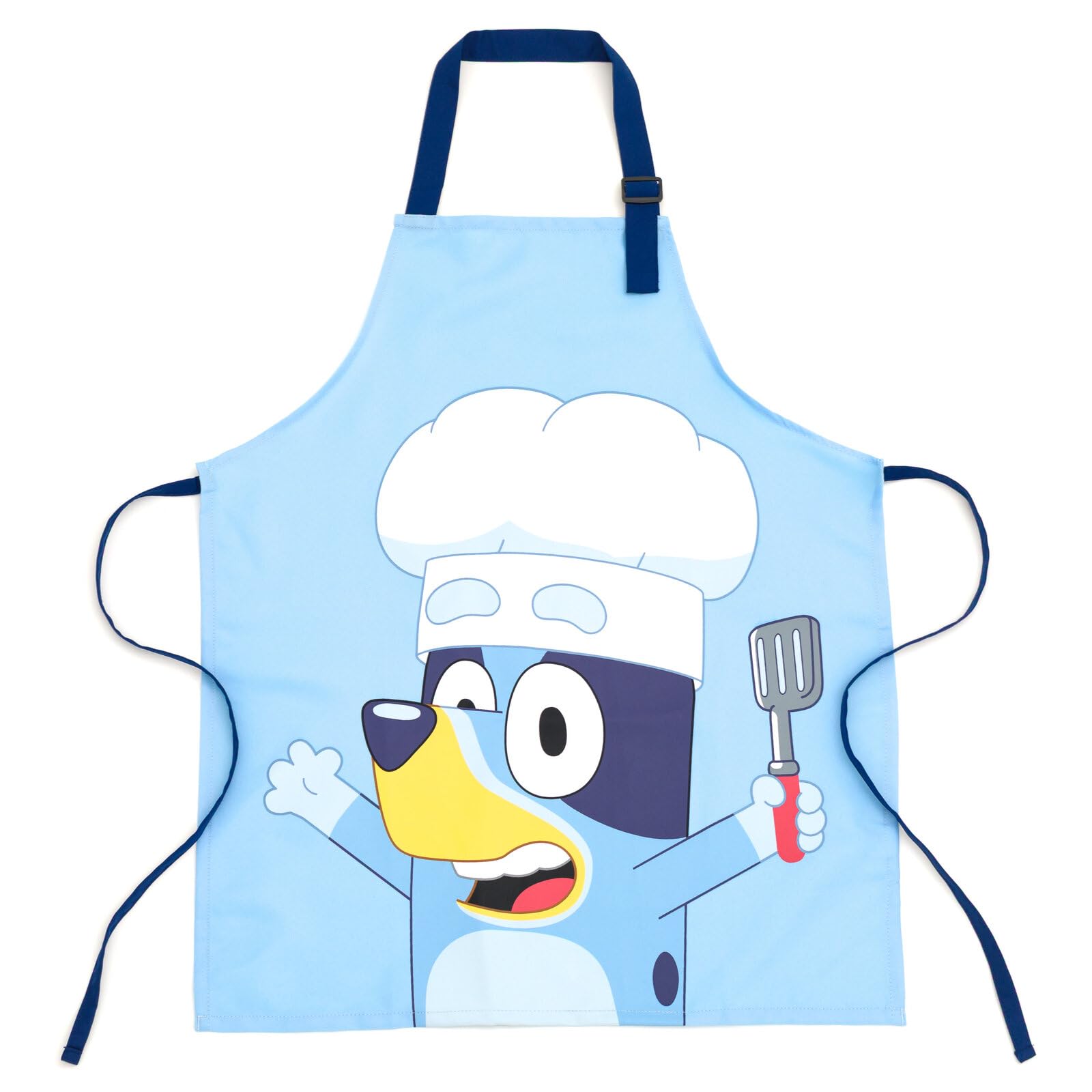 Bluey chef hat keeps hair tidy during imaginative cooking.
