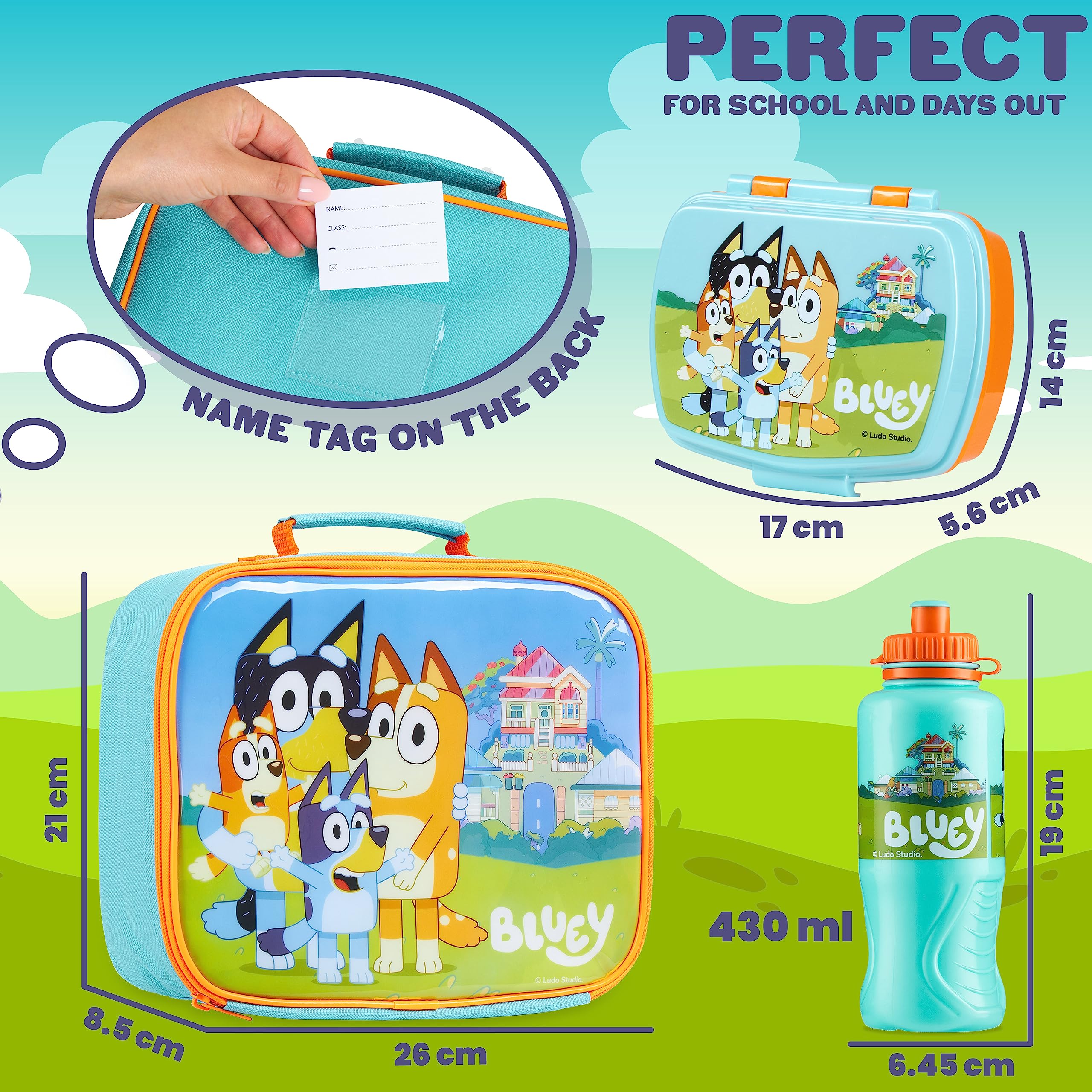 Bluey lunch bag interior with insulated lining preserving snack freshness.