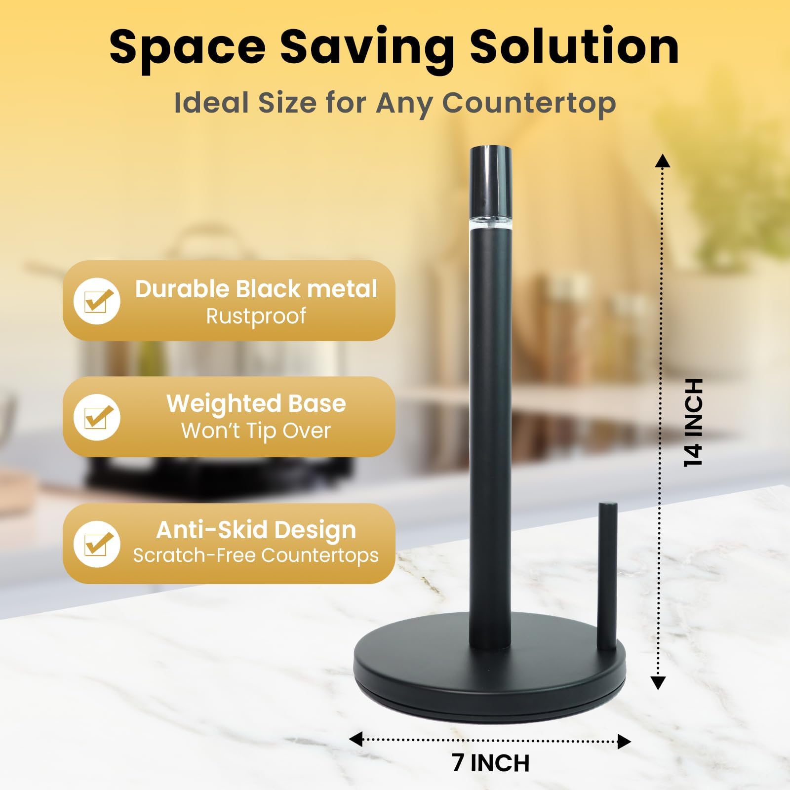 BLUJAYE matte-black standing holder with sturdy base for daily use