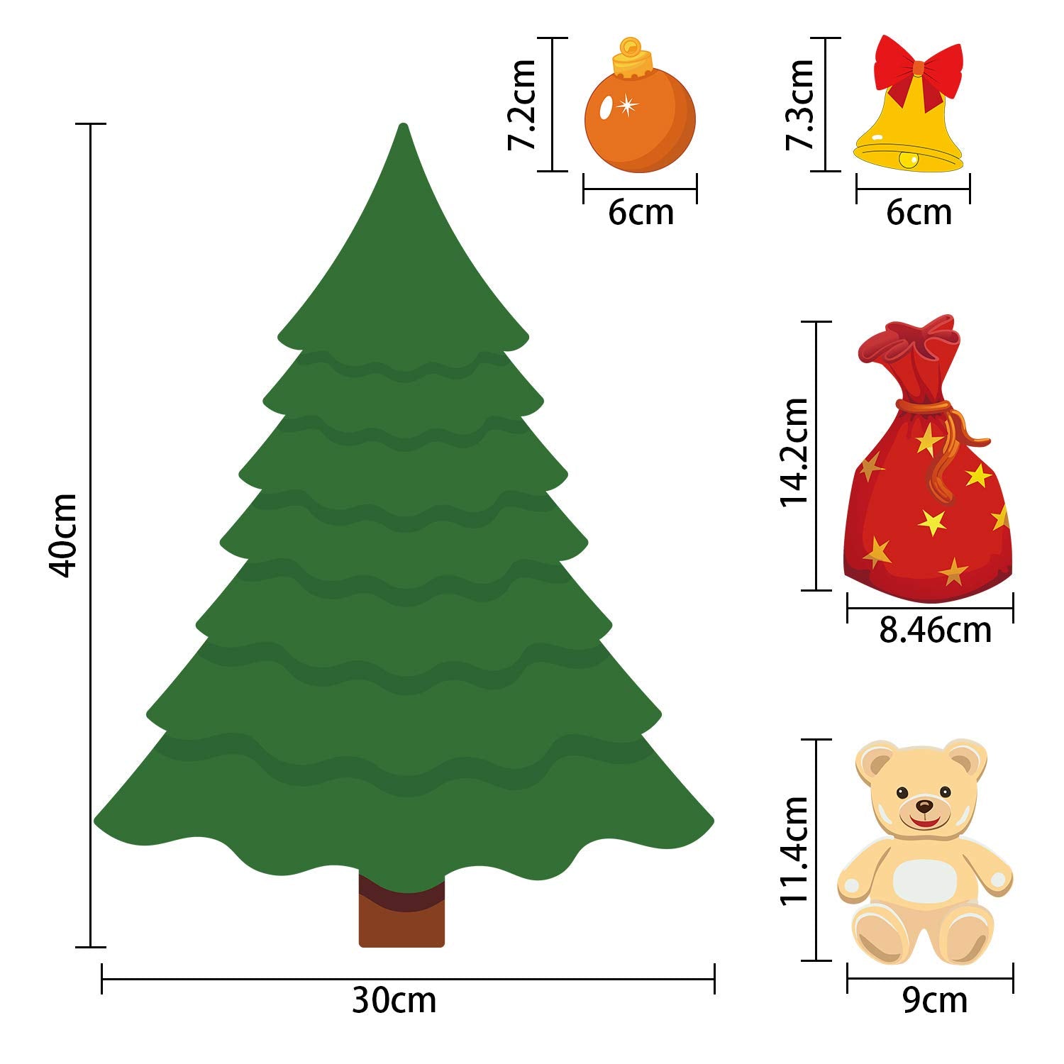 Blulu Christmas tree magnet set ornaments close-up detail