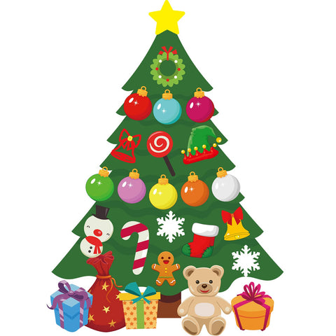 Blulu Christmas tree magnet set unfolded view showing full decoration palette