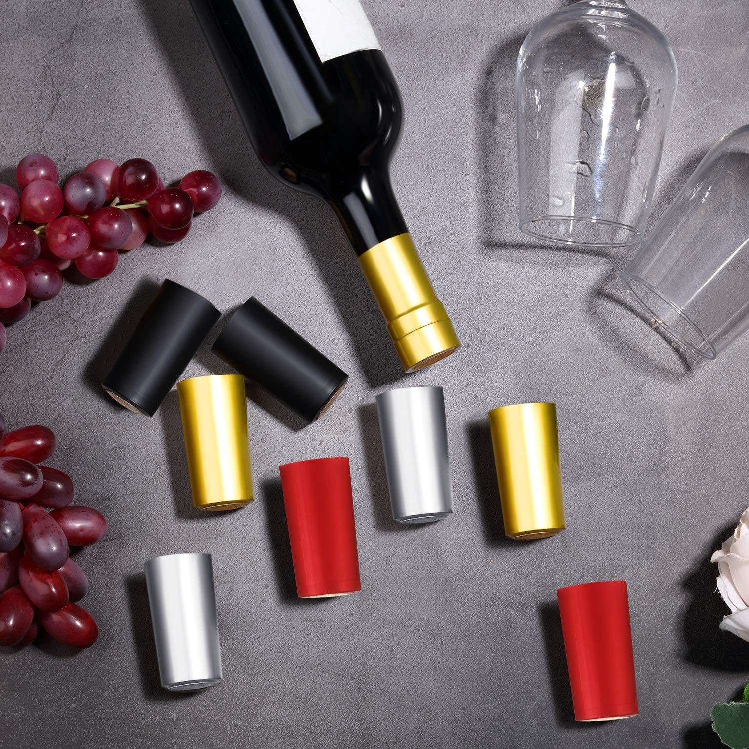 Blulu heat shrink wrap for bottles provides secure decorative sealing.