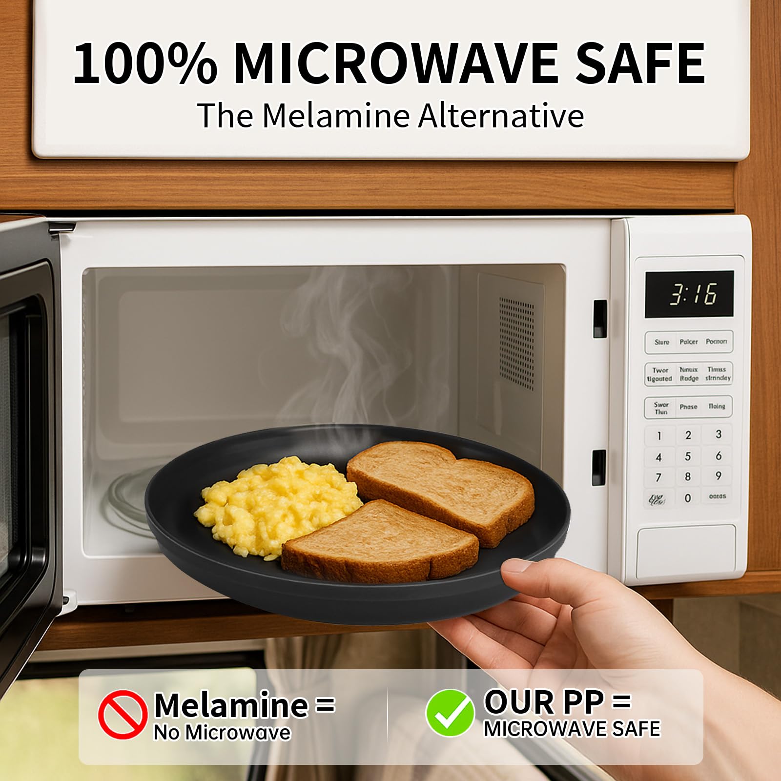 Blwan 8-inch salad plates shown, compact option for on-the-go dining