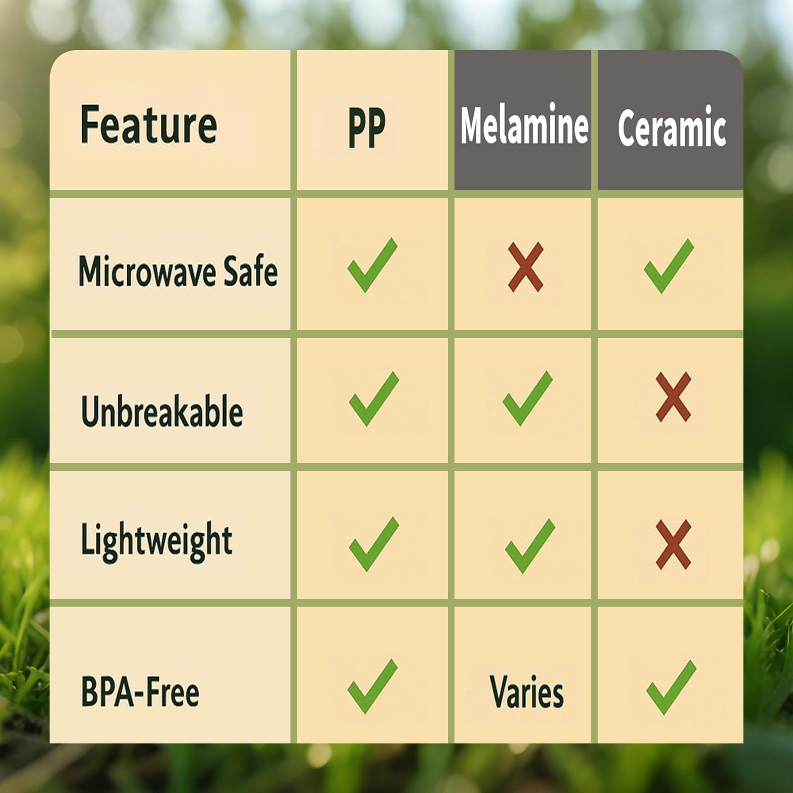 Blwan microwave-safe PP dinnerware highlighted for reheating in-bowl meals
