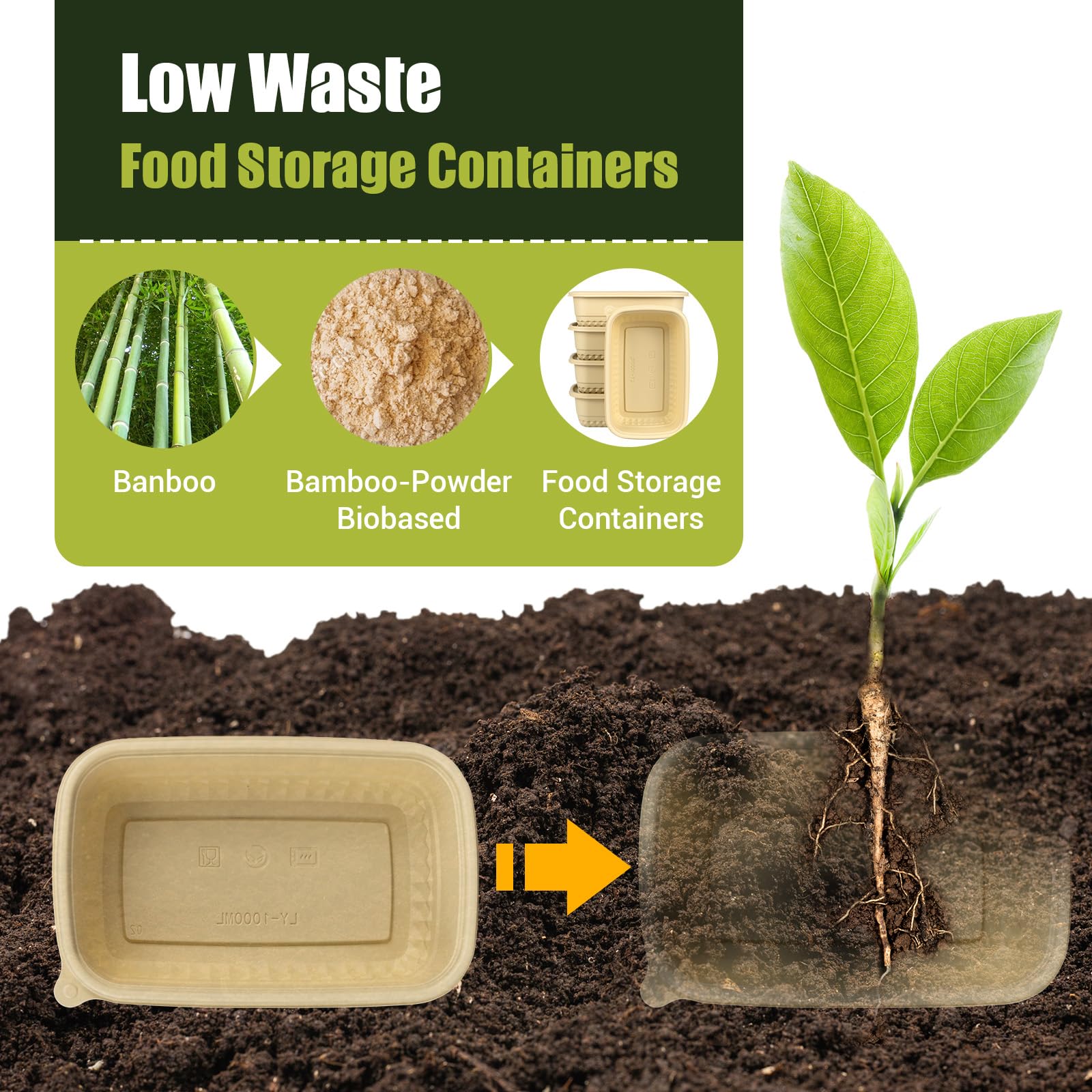 Closeup of Bmboryxa bamboo-powder biobased material in a container