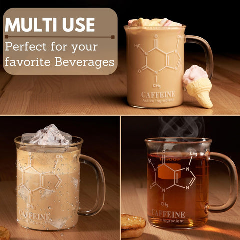 BMC crystal-clear glass showcases the caffeine molecule design.