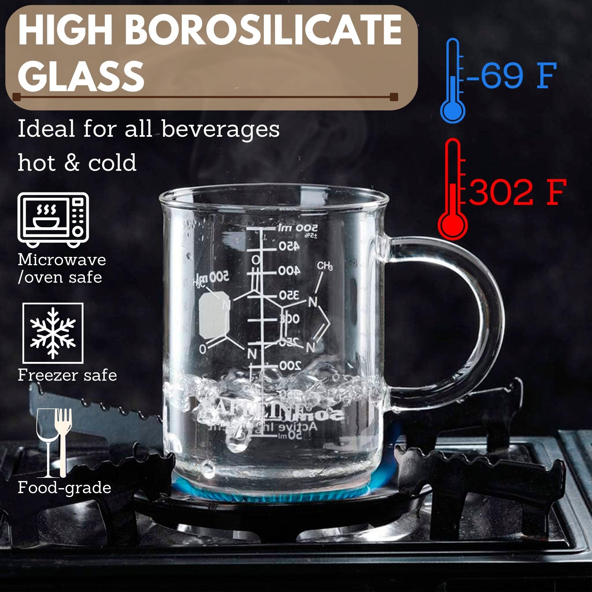 BMC caffeine beaker mug with ergonomic handle for comfortable grip.