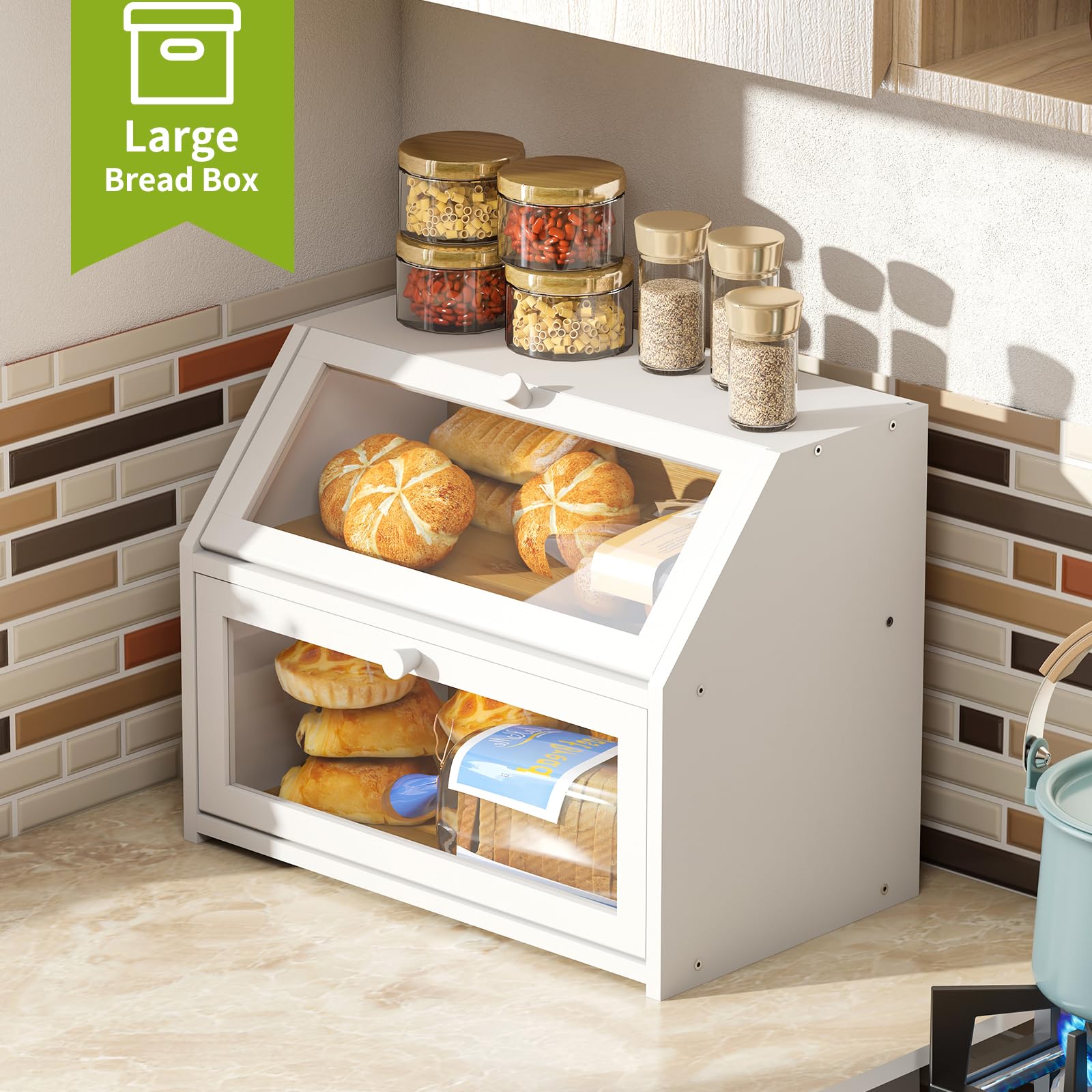 BMOSU Bread Box smooth surface for easy cleaning
