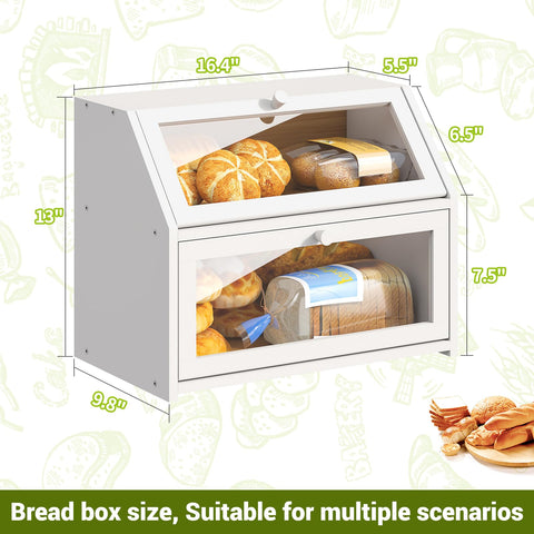 BMOSU Farmhouse Bread Box white finish complements any counter