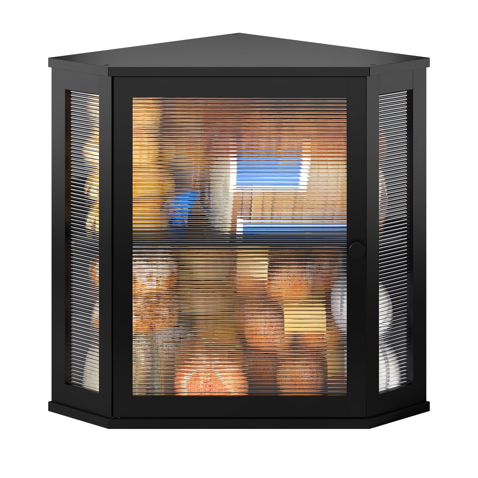 BMOSU Corner Bread Box with double layers in black for large counter storage