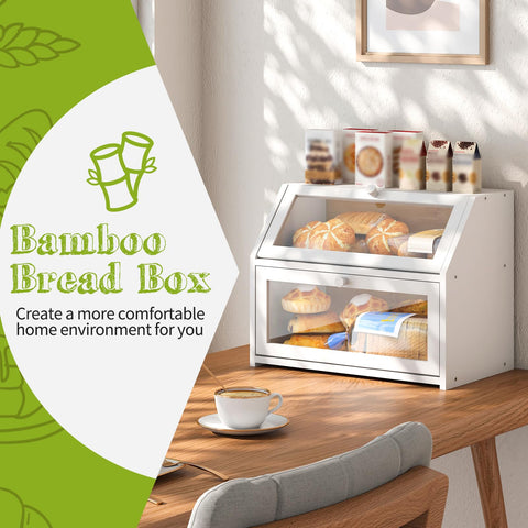 BMOSU Farmhouse Bread Box acrylic door for quick visibility of contents